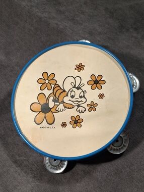 Vintage Do Bee Romper Room Metal Toy Tambourine Instrument FAIR Made in USA